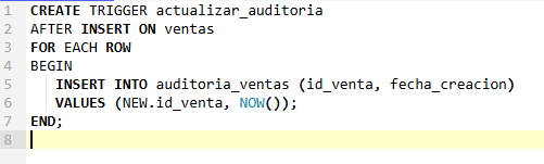 Ejemplo de trigger en bases de datos